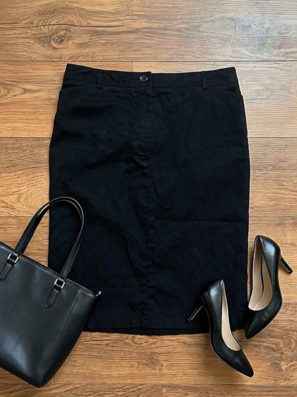 Apostrophe Essentials Black Knee-Length Pencil Skirt | Sz 10